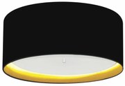 Plafon Cilíndrico Md-3161 Cúpula em Duplo Tecido 50x25cm Preto / Amarelo - Bivolt