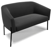 Sofá 2 Lugares Namoradeira Pé de Ferro Preto Stella Suede D03 - D'Rossi - Preto