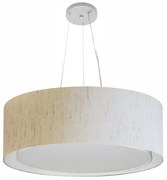 Lustre Pendente Cilíndrico Duplo Md-4126 Cúpula em Tecido 80x30cm Linho Bege - Bivolt