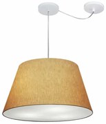 Lustre Pendente Cone Com Desvio Md-4278 Cúpula 30/35x50cm Palha - Bivolt