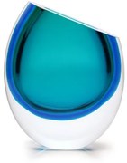 Vaso 96 MS Bicolor Verde com Água-marinha Murano Cristais Cadoro
