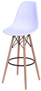 Banqueta Eames Polipropileno Branco Fosco Base Madeira - 54754 Sun House