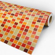 Papel de Parede pastilha laranja bege e vermelho 0.52m x 3.00m