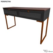 Aparador com Pé de Ferro Iron 136cm Imbuia/Preto/Cobre - Vizzato - Preto