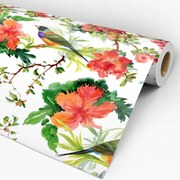 Papel de parede adesivo animal pássaros nas flores