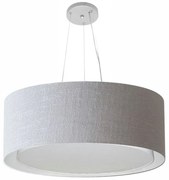 Lustre Pendente Cilíndrico Duplo Md-4125 Cúpula em Tecido 60x25cm Rustico Cinza - Bivolt