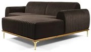 Sofá 350cm 6 Lugares com Chaise Direito Pés Gold Molino C-261 Veludo M