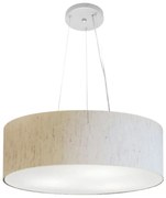 Lustre Pendente Cilíndrico Md-4134 Cúpula em Tecido 50x15cm Linho Bege - Bivolt