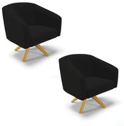 Poltrona Decorativa Giratória MA30 Kit 2 Stella Linho D03 - D'Rossi - A79 Preto