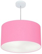 Lustre Pendente Cilíndrico Md-4101 Cúpula em Tecido 60x30cm Rosa Bebê - Bivolt