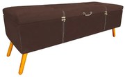 Calçadeira Baú Casal 140cm Caribe Pés Palito Suede Marrom - Sheep Estofados - Marrom