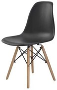 Cadeira Eames Eiffel Polipropileno Preto Base Madeira 81cm - 62958 Sun House