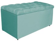 Calçadeira Estofada Liverpool 90 cm Solteiro Suede Azul Tiffany - ADJ Decor