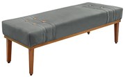 Recamier Decorativo 90cm Kors Veludo Pés de Madeira Cinza G63 - Gran Belo