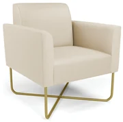 Poltrona Base X Industrial Dourado Marisa Corino  D03 - D'Rossi - Bege