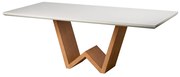 Mesa de Jantar Valentina 220x110 cm Off White com Base de Madeira Cinamomo - D'Rossi