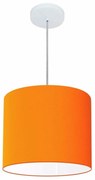 Lustre Pendente Cilíndrico Md-4143 Cúpula em Tecido 35x25cm Laranja - Bivolt