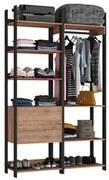 Closet 2 Gavetas 1 Cabideiro Estilo Industrial Chess F04 Preto/Solanum