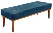 Divã Recamier Banco Base Madeira para Quarto Gênova 160cm Veludo Azul Marinho S04 - D'Rossi