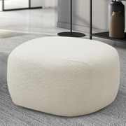 Puff Decorativo Charlote Sala de Estar Pés em Madeira Bouclê Off White G88 - Gran Belo