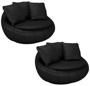 Kit 2 Poltronas Decorativas Giratória Sala de Estar Afrodite PU Preto G45 - Gran Belo