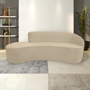 Sofá Decorativo 3 Lugares 210cm Abby Encosto Direito Curvo Veludo Creme G15 - Gran Belo