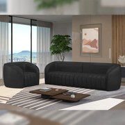 Conjunto Sala de Estar Sofá 252cm 3 Lugares e Poltrona Adam PU Preto G45 - Gran Belo