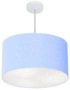 Lustre Pendente Cilíndrico Md-4101 Cúpula em Tecido 60x30cm Azul Bebê - Bivolt