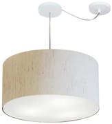 Lustre Pendente Cilíndrico Com Desvio Md-4261 Cúpula em Tecido 50x30cm Linho Bege - Bivolt