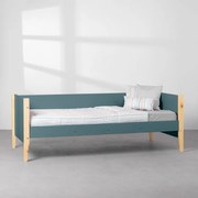 Cama Sofá Noah com Pés Natural – Azul Fosco