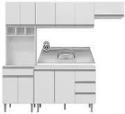 Cozinha Modulada 5 Peças Balcão com Pia 120cm Andréia Branco - AJL Móv