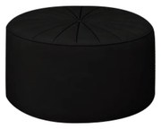 Puff Decorativo Sala De Estar Round Veludo Preto G45 - Gran Belo