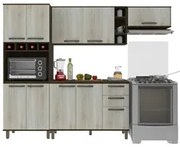 Cozinha Modulada 4 Peças com Tampo Sara Carvalho Legno/Crema - Luciane