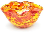 Bowl Ondulado Multicor Amarelo, Laranja e Coral Murano Cristais Cadoro