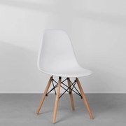 Cadeira Eames Eiffel Base Madeira - Branco