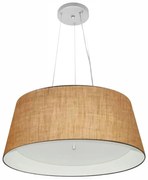 Lustre Pendente Cone Md-4015 Cúpula em Tecido 25/60x50cm Palha / Branco - Bivolt