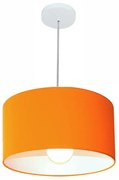 Kit/2 Lustre Pendente Cilíndrico Md-4031 Cúpula em Tecido 40x21cm Laranja - Bivolt