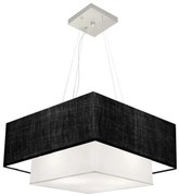 Lustre Pendente Duplo Quadrado Vivare Md-4066 Cúpula em Tecido 50x35cm Preto / Branco - Bivolt