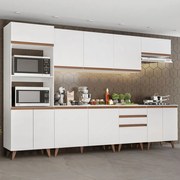 Armário de Cozinha Completa 320cm Branco Reims Madesa 02 Cor:Branco