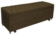 Calçadeira Baú com Sapateira Casal 140cm Paris Capitonê Suede Marrom - Sheep Estofados - Marrom