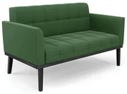 Sofá Namoradeira 2 Lugares Base de Madeira Preto Elisa Suede D03 - D'Rossi - Verde
