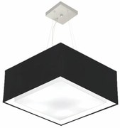 Lustre Pendente Duplo Quadrado Md-4128 Cúpula em Tecido 30/70x70cm Preto - Bivolt