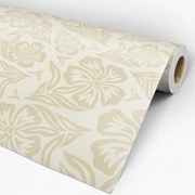 Papel de Parede Floral Marrom e creme 0.50m x 3.00m