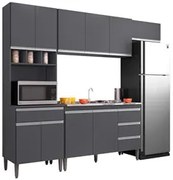 Cozinha Modulada 5 Peças Balcão com Pia 120cm Andréia Cinza- AJL Móvei