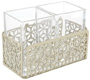 Porta Talheres De Aço Inox Com Cristal Garden Champanhe 18cm X 10cm X 12,5cm 88399 Wolff