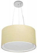 Lustre Pendente Cilíndrico Duplo Md-4123 Cúpula em Tecido 40x25cm Algodão Crú - Bivolt