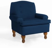 Poltrona da Vovó Lucy Decorativa Luxo Suede Azul Marinho