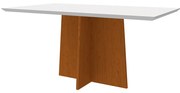 Mesa de Jantar Retangular Tampo com Vidro Sabrina 160 cm Off White Base Ypê - D'Rossi