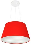 Lustre Pendente Cone Md-4001 Cúpula em Tecido 21/40x30cm Vermelho - Bivolt