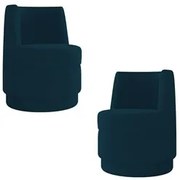 Kit 2 Poltronas Giratória Decorativa para Sala Isa K04 Veludo Azul - M